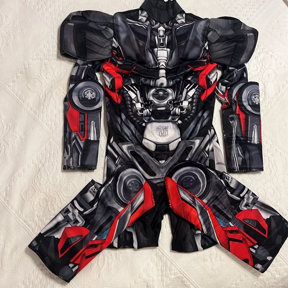 Transformers Autobot Hot Rod Muscle Costume Jumpsuit Kids Halloween Red Black - Picture 2 of 7